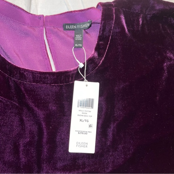 NWT Eileen Fisher XL, deep plum, drape Velvet top, New - Picture 11 of 12